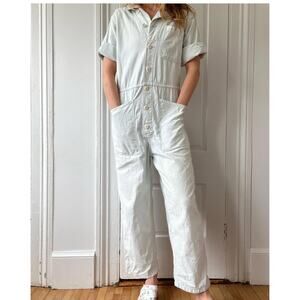 NWT Madewell x As Ever Coveralls Light Blue Dawn Mist Wash Collared Size XL